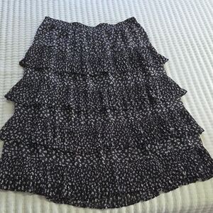 Alice Blue Black Tiered Floral Ruffle Skirt